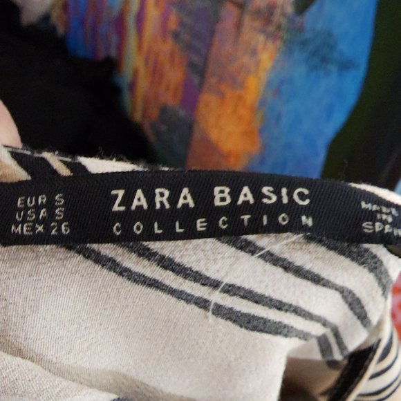 Zara Beige & Black Striped Boat Neck Blouse - Picture 4 of 4